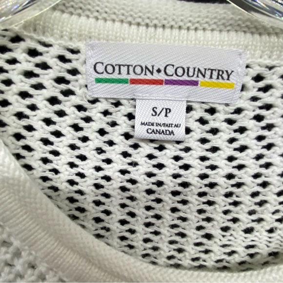 Cotton Country White Size SP Open Knit Sweater Cover Up Star Knitted Pattern Top - Picture 4 of 11